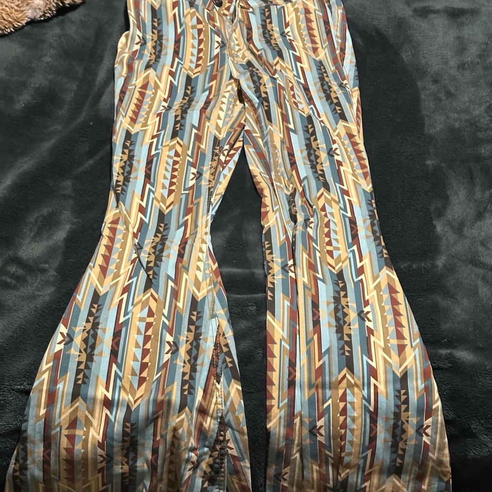 Rock & Roll Cowgirl Multicolor Flare Pants 26/34